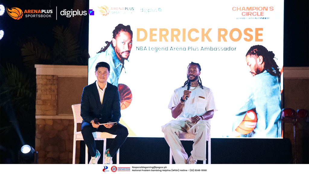 Derrick Rose is being interviewed during the Champions Circle Appreciation Dinner in Cebu organized by ArenaPlus