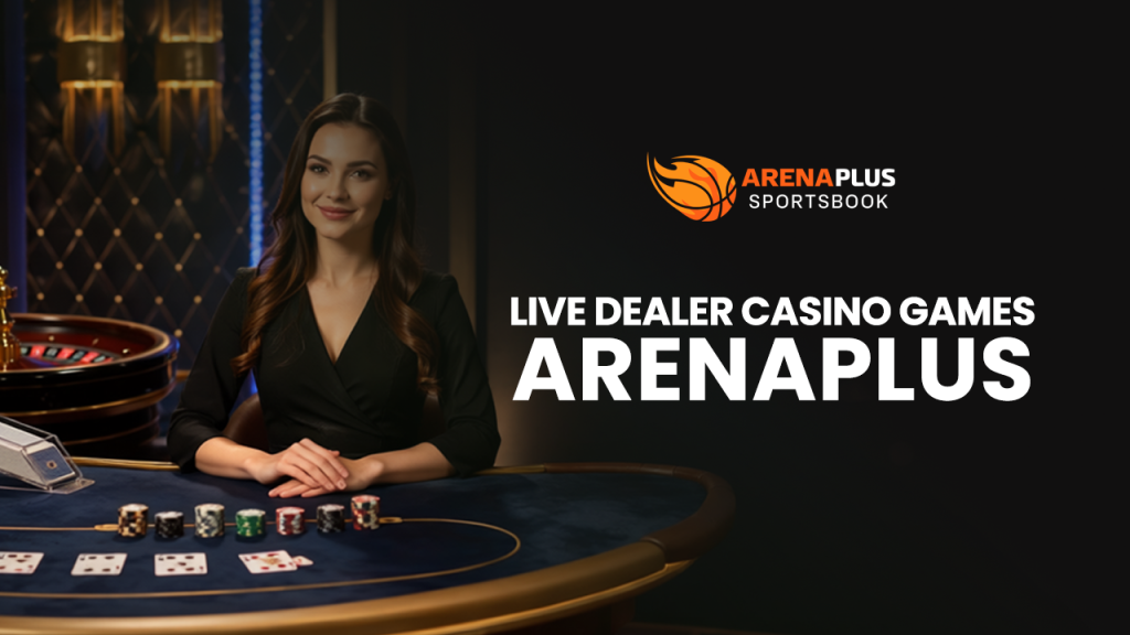 Live dealer sitting on a table that will deal with online games at ArenaPlus