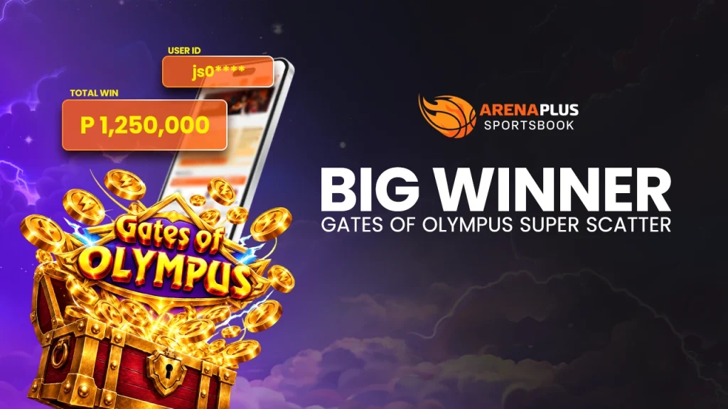 Gates of Olympus big winner image banner showing a winning payout of Php 1,250,000
