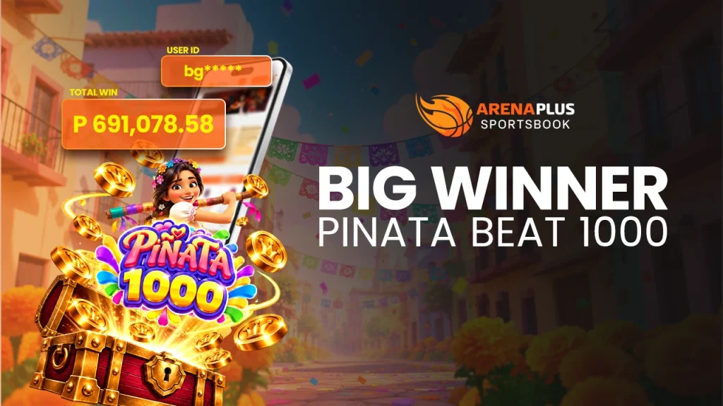 Pinata Beat 1000 big winner image banner showing a winning payout of Php 619,078.58