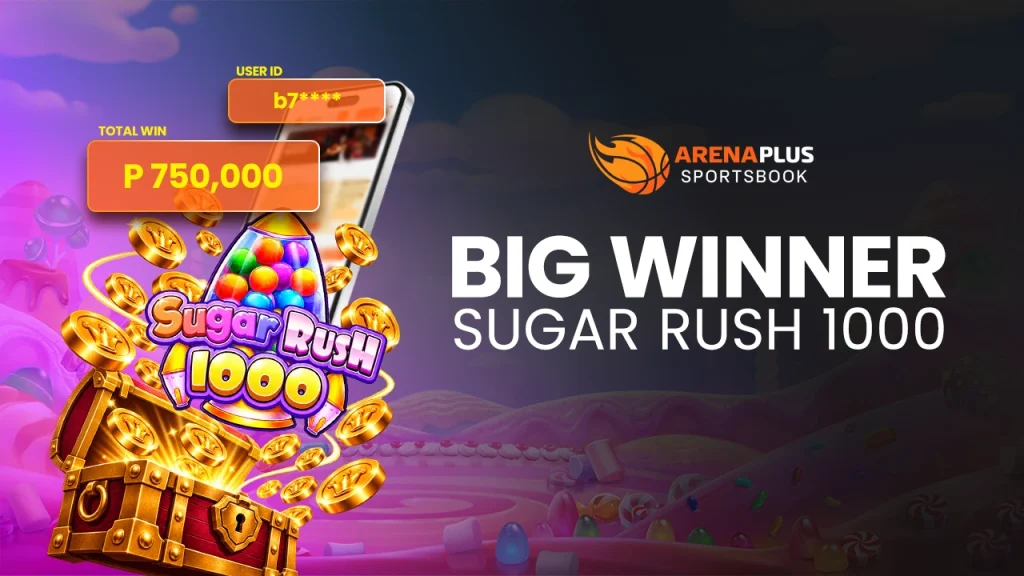 Sugar Rush 1000 big winner image banner showing a winning payout of Php 750,000