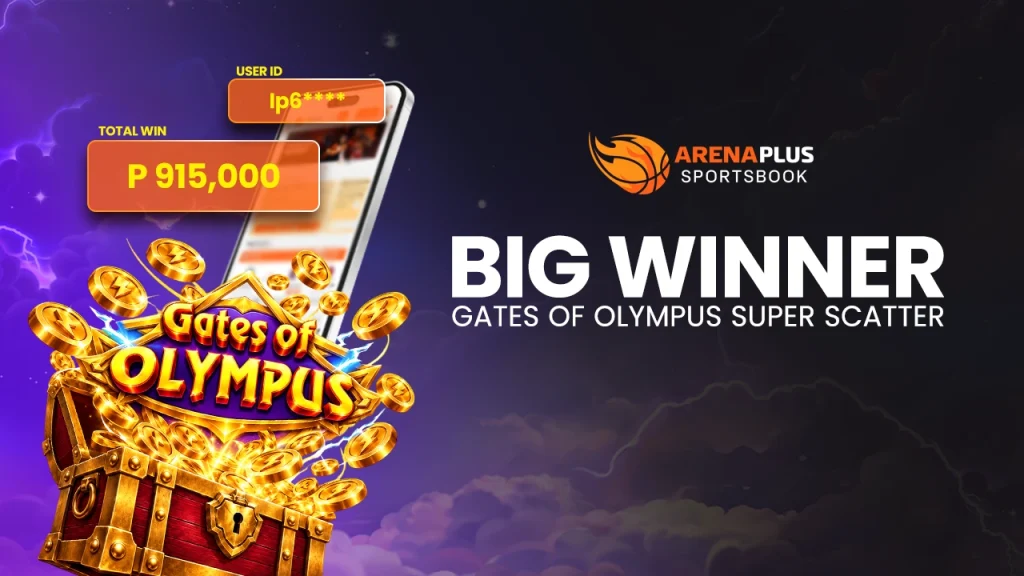 Gates of Olympus big winner image banner showing a winning payout of Php 915,000
