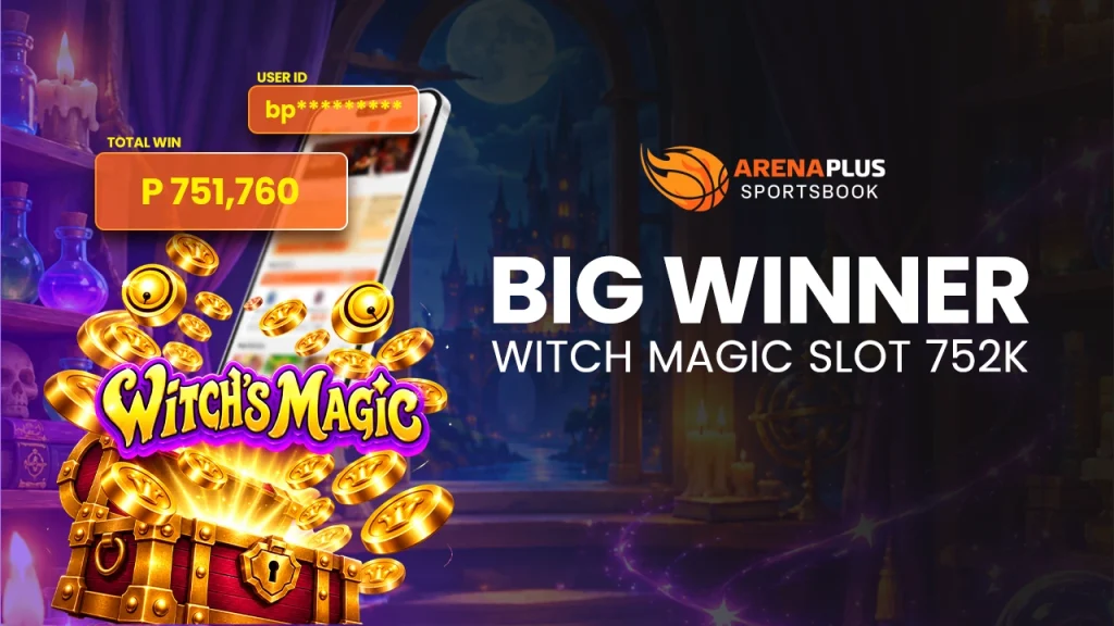 Witch Magic Slot big winner image banner showing a winning payout of Php 751,760