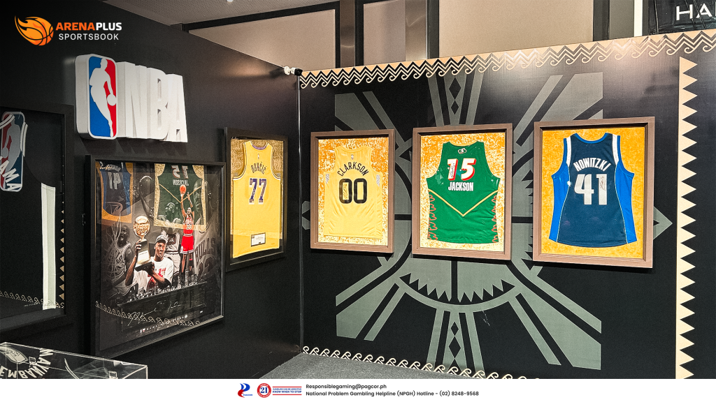 NBA stars jersey featuring Nowitzki, Jackson, Clarkson and Doncic during Inside the first NBA House Philippines event.