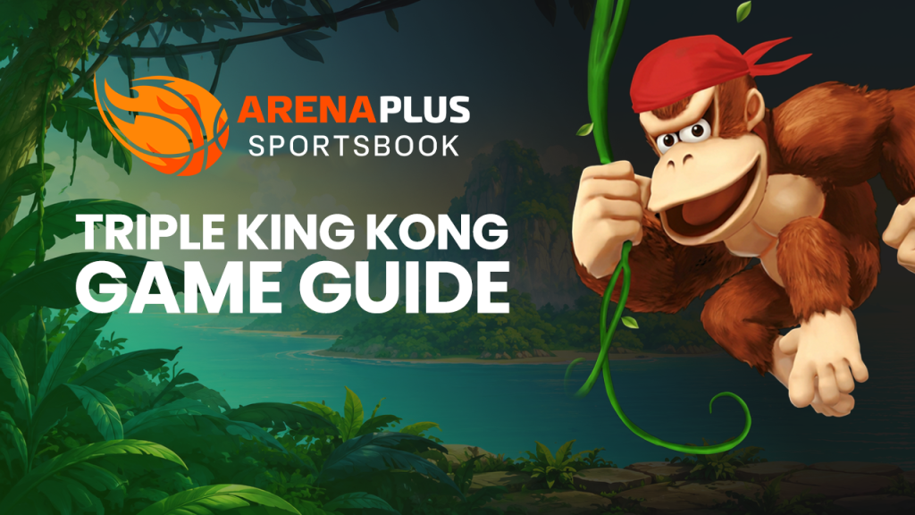 Triple King Kong Online Slot featuring a cartoon gorilla, jungle setting, and slot reels with stacked ape symbols.