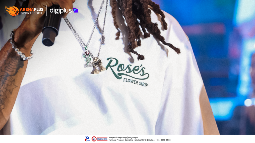 Derrick Rose put Rose’s Flower Shop on full display in Cebu, wearing his family business on his shirt before thousands of fans.